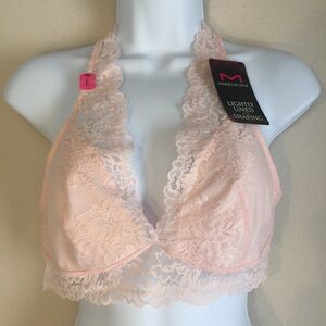 Maidenform pink lace bralette sports bra, T back, size L camisole bra